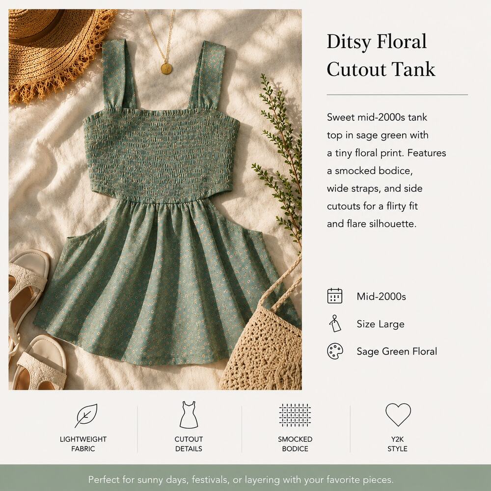 Ditsy Floral Cutout Tank Sz Large